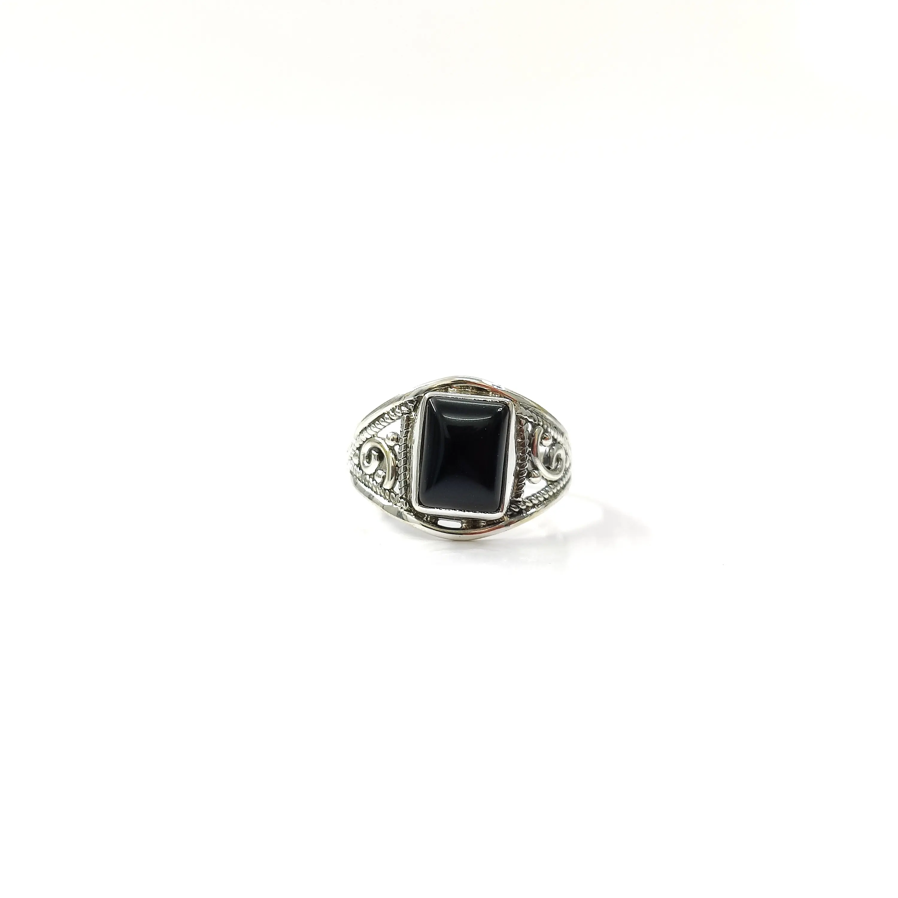 ¡Hermoso! Joyería de plata de ley 925, anillo de diseño de piedras preciosas de ónix negro, anillos unisex