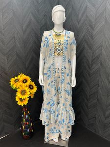 Woman Solid Kurti With Sharara &amp; Koti White Color Sharara Suit Designs Designer Party Wear Sharara Suit