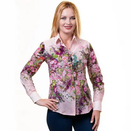 Blusa holgada de Chifón con manga larga para oficina, camisa elegante con estampado para mujer, venta al por mayor