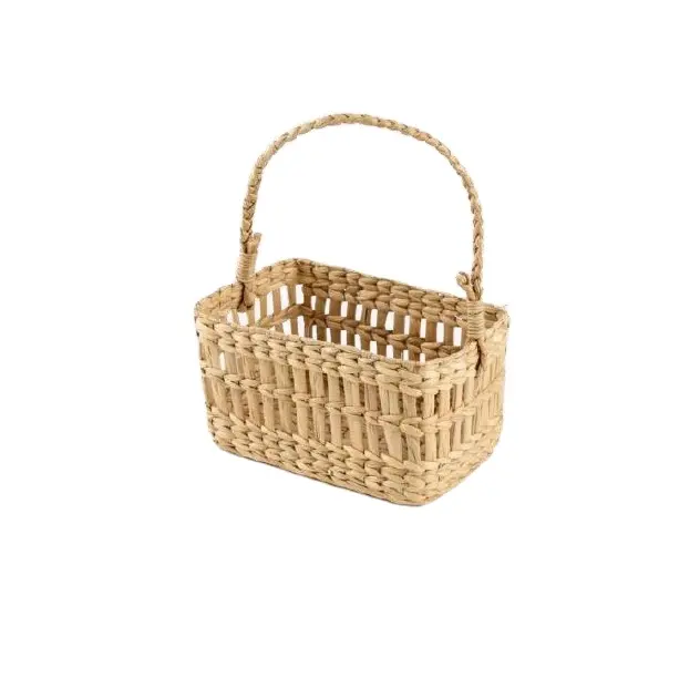 Panier en rotin design de luxe panier de pique-nique de stockage d'aliments en jonc de mer naturel Offre Spéciale paniers d'artisanat en rotin indien avec poignée