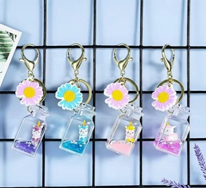 मूल त्वरित रेत शिल्प टिकाऊ प्लास्टिक कार्टून फैशन ड्रिफ्ट बोतल यूनिकॉर्न कुंजी श्रृंखला के साथ डिजिटल प्रिंटिंग तरल गति कीचेन - Product Image 1