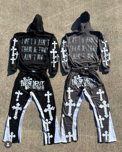 All Over SAINTS โลโก้ออกแบบเอง <span class=keywords><strong>2</strong></span> ชิ้นHoodie & กางเกงชุดUnisex Zip Up Sweatsuitผลิตโดย<span class=keywords><strong>N</strong></span> Bahadur & Co