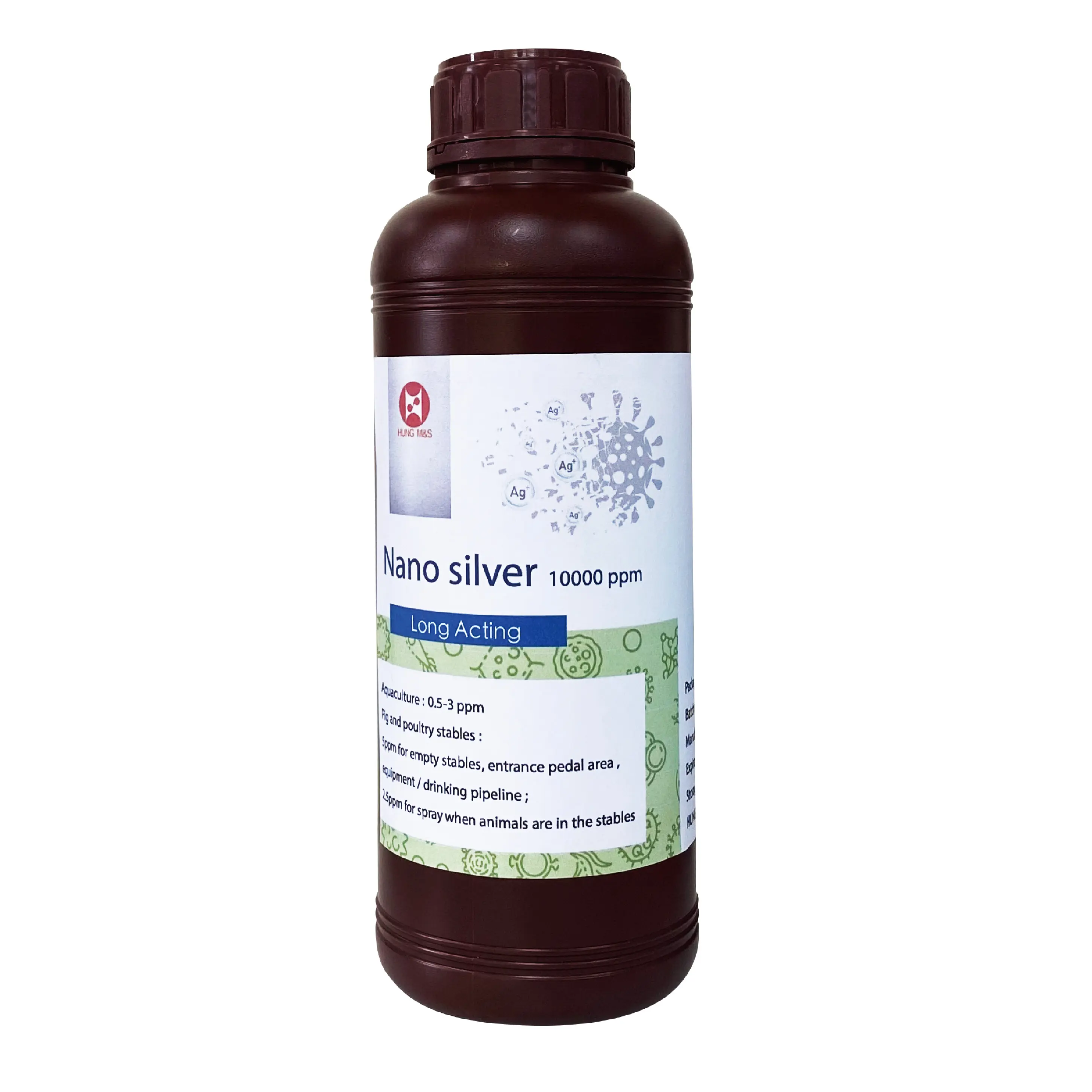 Для антибактериального заболевания кожи креветок для решения проблемы Vibrio infectio,Nano Silver водное дезинфицирующее средство (10000ppm)