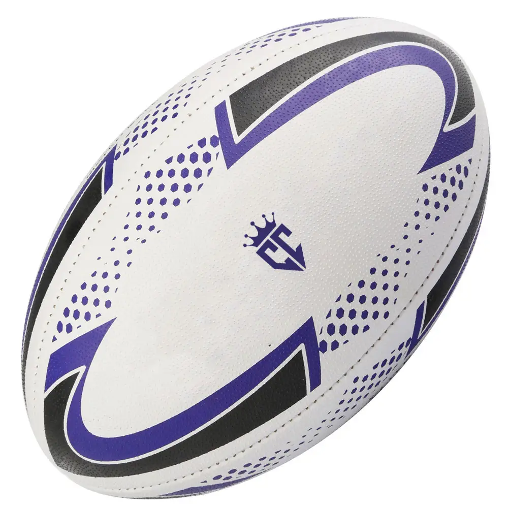 Kualitas tinggi buatan tangan Logo kustom dicetak tim bola Rugby Olahraga/penjualan laris siap untuk kapal latihan bola Rugby