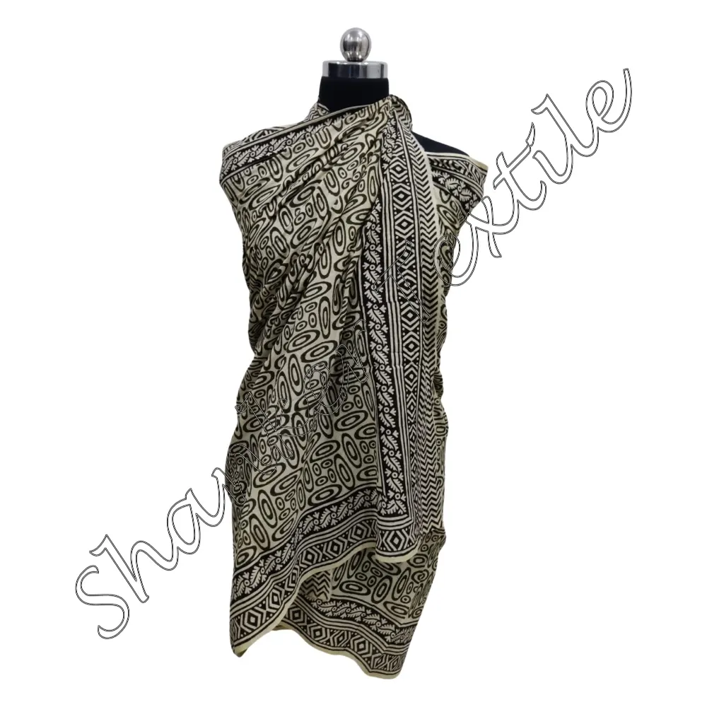 Mão Bloco Impresso Bonito Algodão Sarong Peso Leve Curto Beach Wear Kaftan Night Wear E Sleep Wear Verão Vestido Sarong