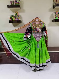 Pathani Shisha Dozi elbise mavi renkte saten ve şifon aynalar iş Afghani giysi 2024 afgan kabile elbise