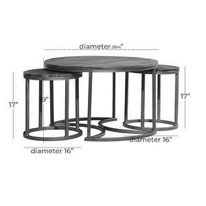 Juego de mesa de metal anidada TMH, muebles modernos para sala de estar, elegancia dorada, 3 tapas blancas y diseño apilable - Product Image 2