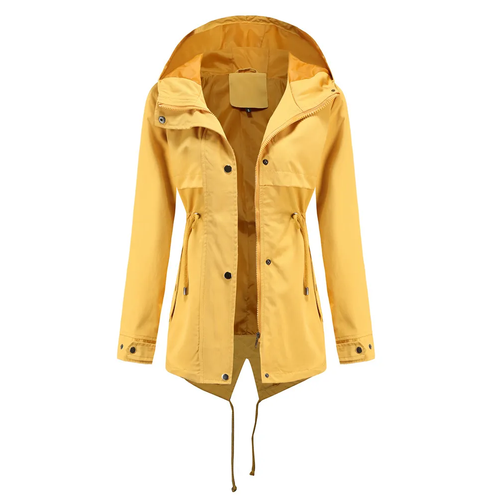 Женские дождевики лучшего качества, 100% Нейлоновые женские водонепроницаемые куртки больших размеров с регулируемыми карманами на талии