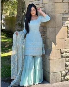 Chinnon Women's Ready-to-Wear Sharara Suit Beautiful <strong>Pakistani</strong> Style with Salwar Kameez and Dupatta for Parties - Product Image 6