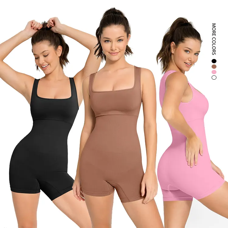 Hexin wholesale Bodycon fitness yoga wear rompers catsuit playsuit fitness bodysuit women gym yoga one piece seamless jumpsuits