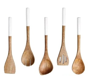 Hochwertiger runder Holz löffel mit Gabel griff für Suppe und Salat Party Küchen artikel Küchen geschenke Niedriger Preis