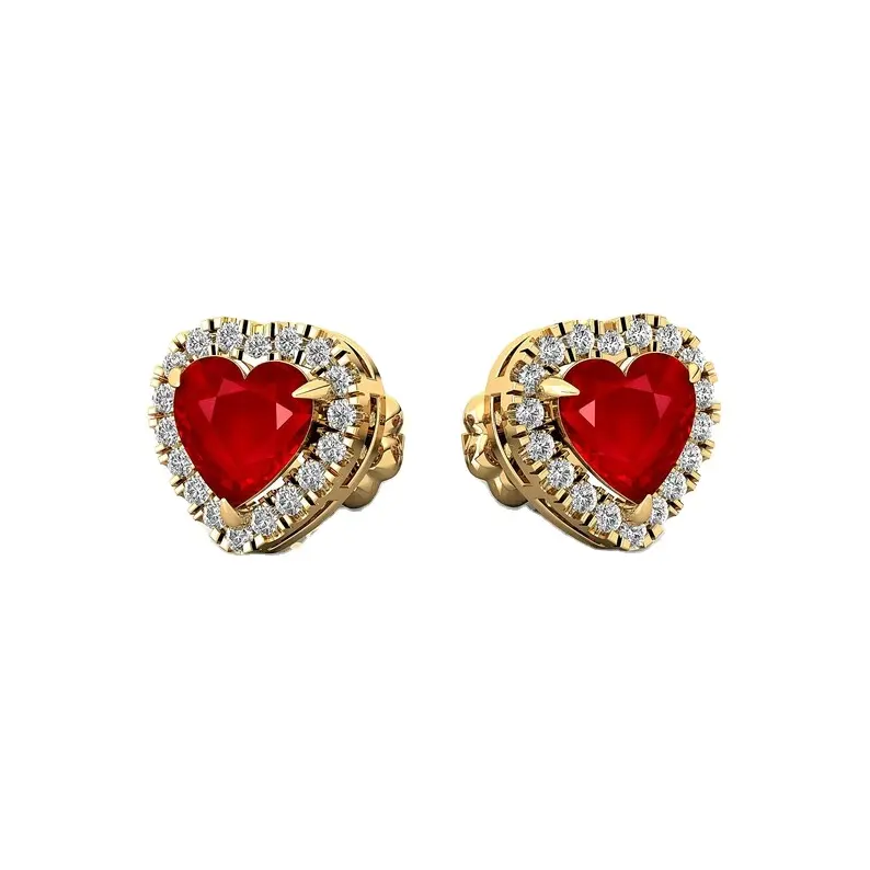 Orecchini 2023 a forma di cuore in oro massiccio 14K orecchini a forma di cuore diamanti naturali 18k oro rosa oro rosa San Valentino orecchini a forma di cuore