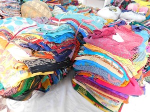 5码印度批发旧货回收二手和服礼服睡衣马克西制衣100% 真丝民族缝纫工艺纱丽面料