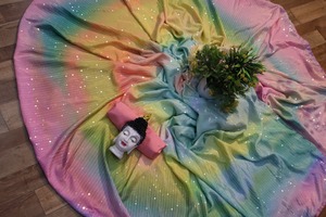2024 yeni varış güzel renkli Chinon ipek Sari kızlar ağır dizisi düğün festivali Celeb giymek moda parti ihracat - Product Image 6
