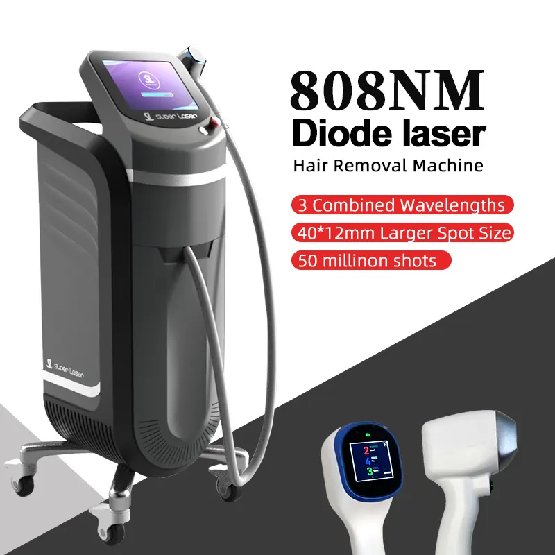 Máquina de depilação a laser 1064 755 808nm para rejuvenescimento da pele, máquina estacionária 110/220V para remoção de pelos a laser 1064nm