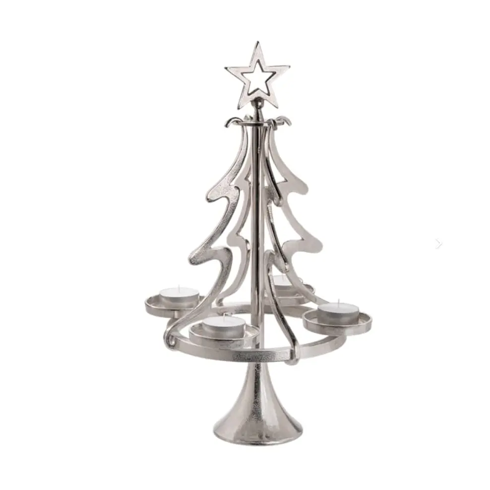 Metallo alluminio albero di natale decorazione della tavola di casa 4 portacandele Tealight per la decorazione della sala da pranzo della casa e del ristorante