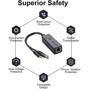 ตัวแยกสัญญาณอีเธอร์เน็ตที่ใช้งานอยู่พร้อม DC5.5x2.1mm สำหรับอุปกรณ์ที่ใช้ไฟกล้อง IP - Product Image 3