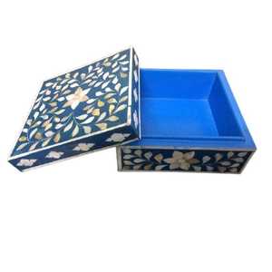Blue Handmade Rectangular Wood Storage Box High Quality Bone <strong>Inlay</strong> with Mother Pearl Diamond Best <strong>Price</strong> Bone <strong>Inlay</strong> Jewelry Box - Product Image 4