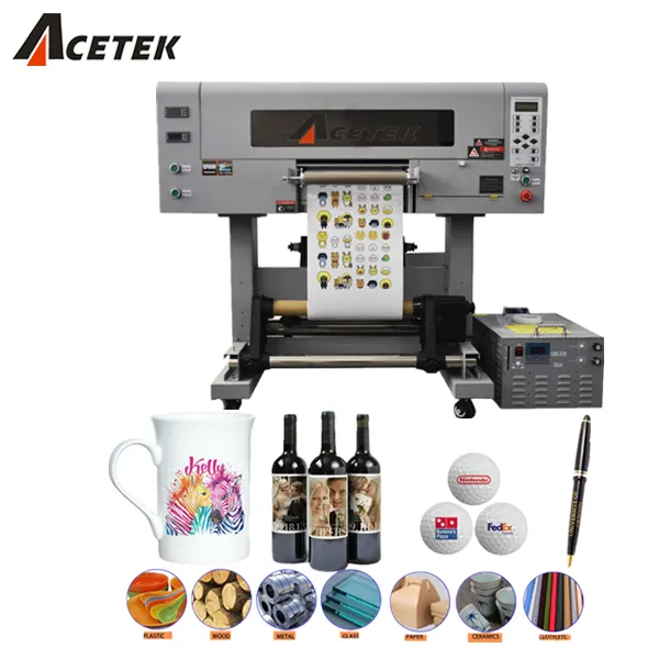 Acetek UV dtf A und B Film aufkleber drucker in einem mit Laminator 30cm Druckmaschine für Handy hülle/Flasche