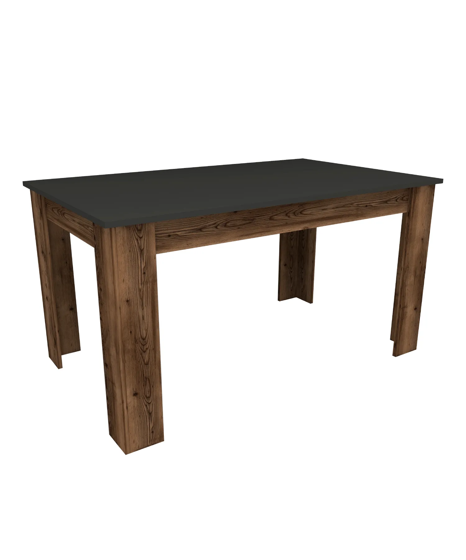 Mesa de comedor moderna para cuatro personas, mueble de cocina de nogal y gris oscuro, 145x80 cm, con 4 Patas, 160