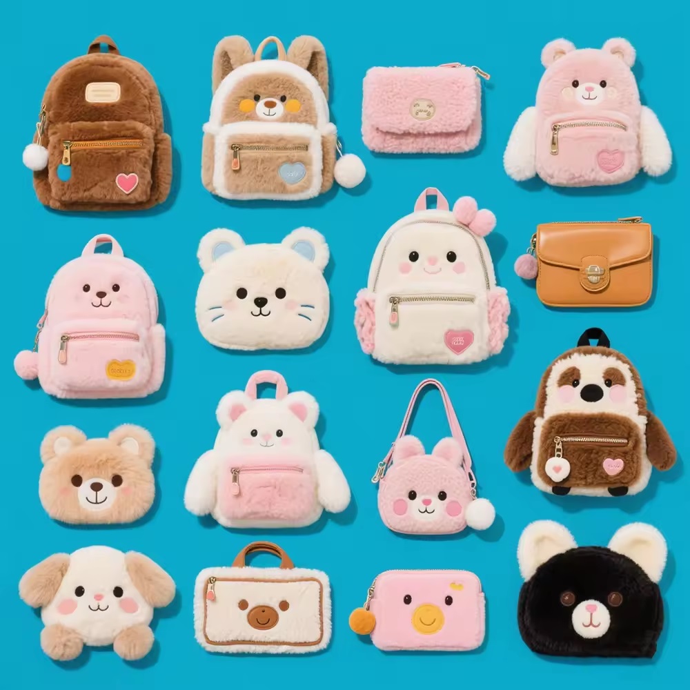 Sacs à dos et portefeuilles en peluche personnalisés