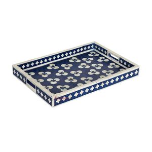 Yıldız el sanatları hindistan yeni varış el işi kahverengi kemik kakma & reçine dikdörtgen tepsi hizmet ve dekorasyon için gümrükleme satış - Product Image 5