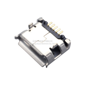 微usb 5p母插座5.9 SMT (表面安装技术) 卷边，带支柱麦克风充电端口连接器微型连接器