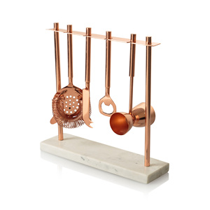 Parti kullanıma hazır süzgeç Jiggers buz Tong ahşap bar dekor için standı ile son tasarım paslanmaz çelik Bar takım kulübü için Set - Product Image 3