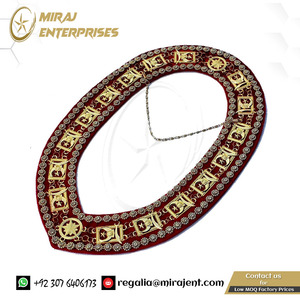Zincir yaka masonluk Regalia masonik gümüş masonik yaka Shriners Shriner Rhinestone altın kaplama kırmızı destek - Product Image 2