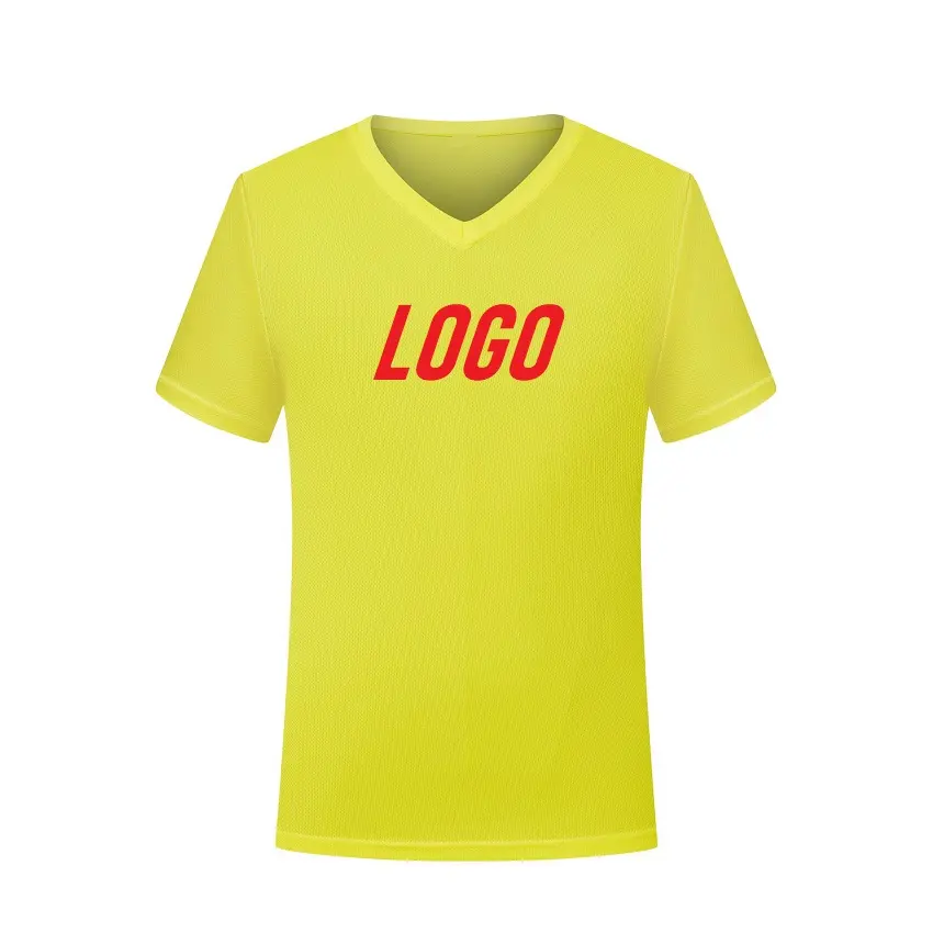 Diseños simples Camisetas transpirables Camisetas deportivas en blanco Poliéster y algodón Camiseta Impresión personalizada Camisetas con cuello en V