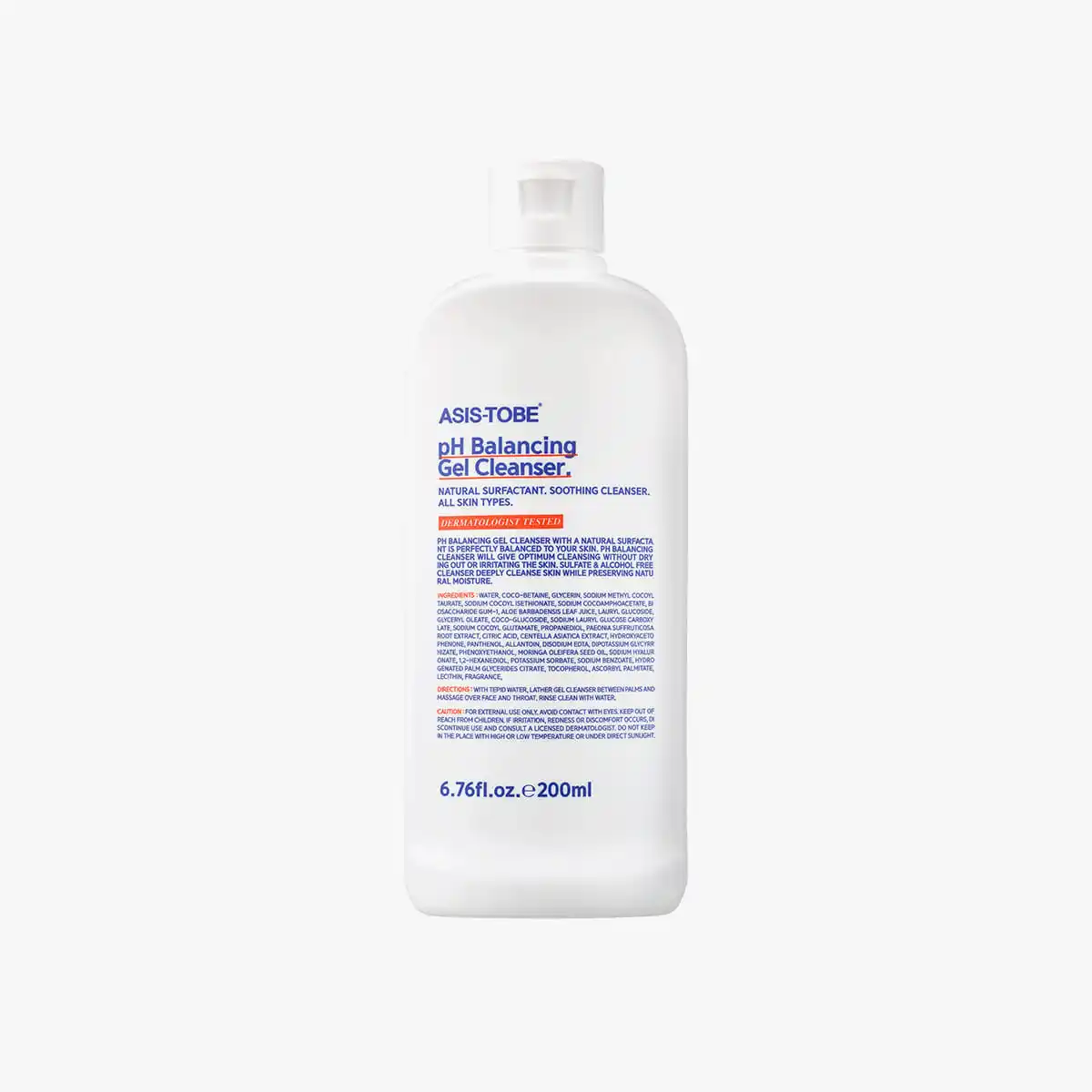 Limpiador de Gel con equilibrio de pH, cosmético de Corea, ASIS-TOBE, 200ml, hidratante, gel relajante natural surfactante, CPNP, aprobado