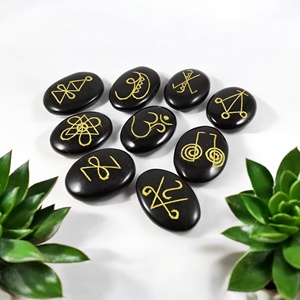 Reiki ve enerji şifa için siyah turmalin sembolü taş Set meditasyon ve çakra için kutsal geometri ve manevi semboller - Product Image 3