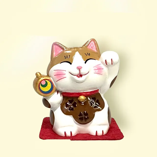 Personalizado vidro fibra colorido sorte gato estátua artesanato decoração escultura hammer_Good qualidade lembranças japonesas
