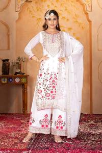 Nakış iş üst dijital baskı ile zarif Chinon Dupatta Plazo Set düğün resepsiyonları ve geleneksel etkinlikler için mükemmel - Product Image 4