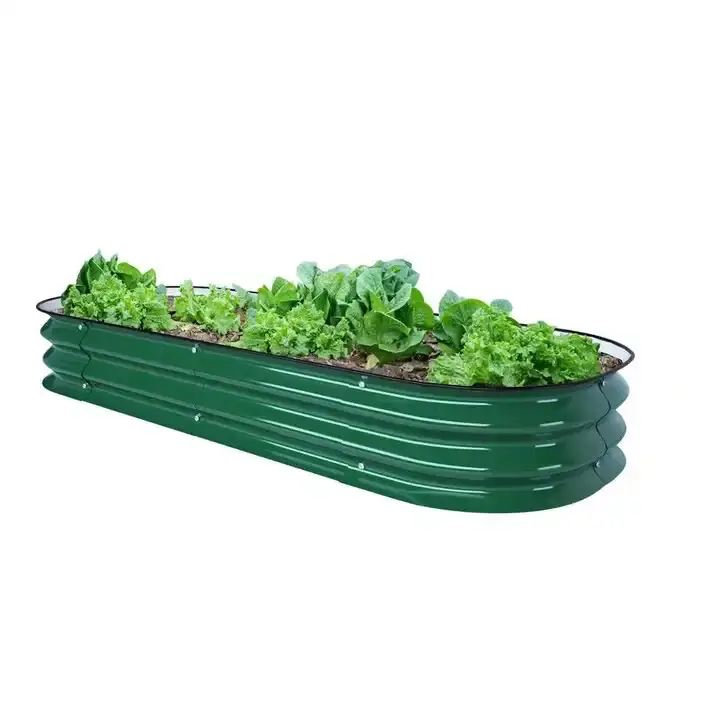 Cama de jardín elevada de metal para exteriores para verduras, flores, hierbas, maceta grande de acero alto, caja OEM ODM, diseño de decoración galvanizada