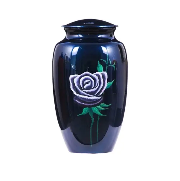 Urna de cremación de color azul oscuro para cenizas, urna de cenizas de tamaño personalizado, suministros funerarios, precio al por mayor