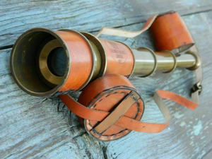 Giá thấp cổ điển cầm tay Brass hải lý Spy Glass da tinh khiết Bìa 18 "không thấm nước 15x Kính thiên văn ngoài trời cho hàng hải sử dụng - Product Image 5