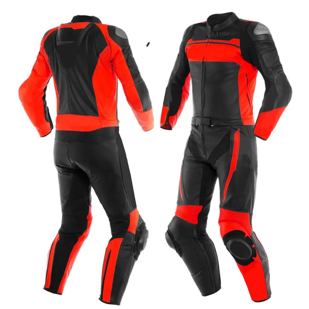 Red black Motorbike Leather Motorcycle Suit One piece Track Racing Suit