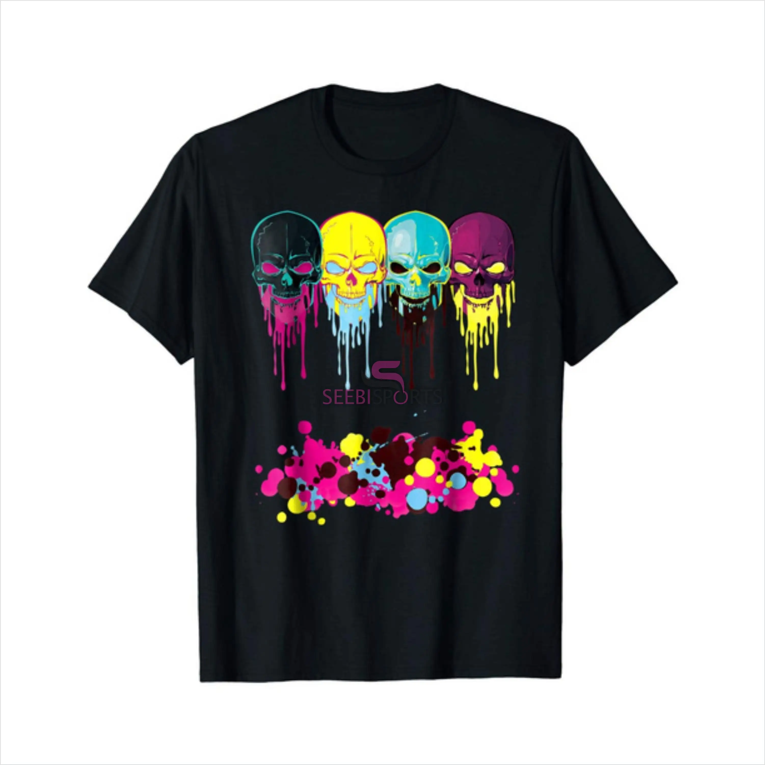 Camiseta com tinta gotejada neon, camiseta masculina de algodão