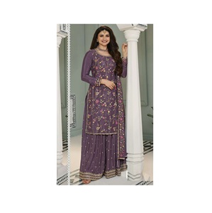 Schwerer Chinon und bestickter Mehrzweckanzug Salwar Kameez Palazzo-Anzug für besondere Anlässe aus Indien Export