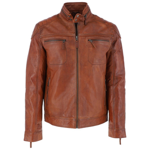 Men's Brown Traditional Western Leather Jacket <strong>Coat</strong> With Fringe Beads Original Cow Leather Jacket Zipper Closure