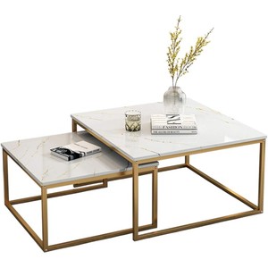 Modern Square Nesting Couch tisch High On Demand Set aus 2 Stück Marmor mit goldenen Beinen Mittel tisch Verwendung für Wohnzimmer Büro
