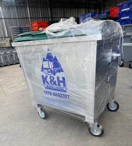 TEKNIK KONTEYNER Recipiente de metal para resíduos exteriores de marca 1100 L Recipiente galvanizado de aço para resíduos de tamanho grande feito na Turquia