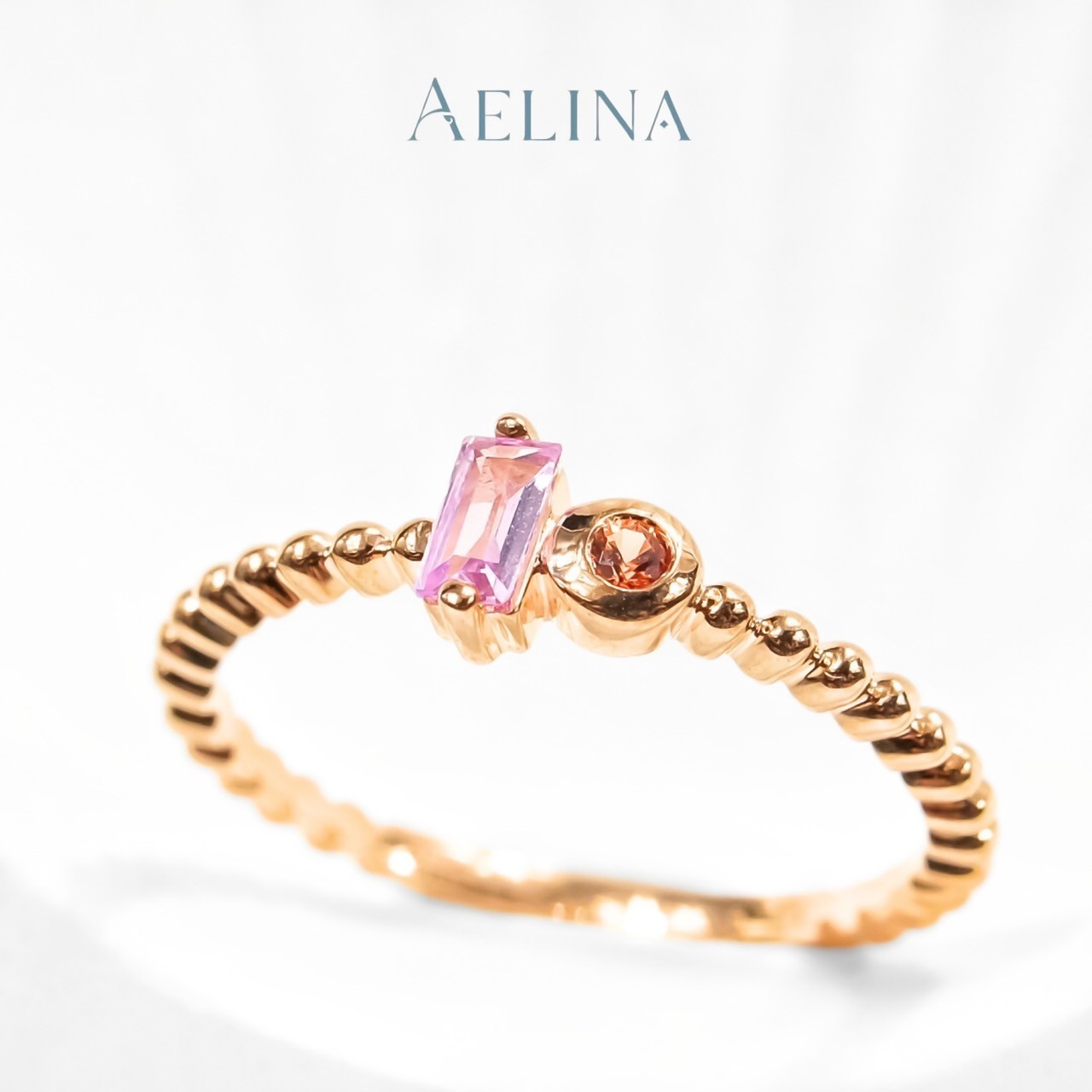 Pink sapphire + Orange sapphire