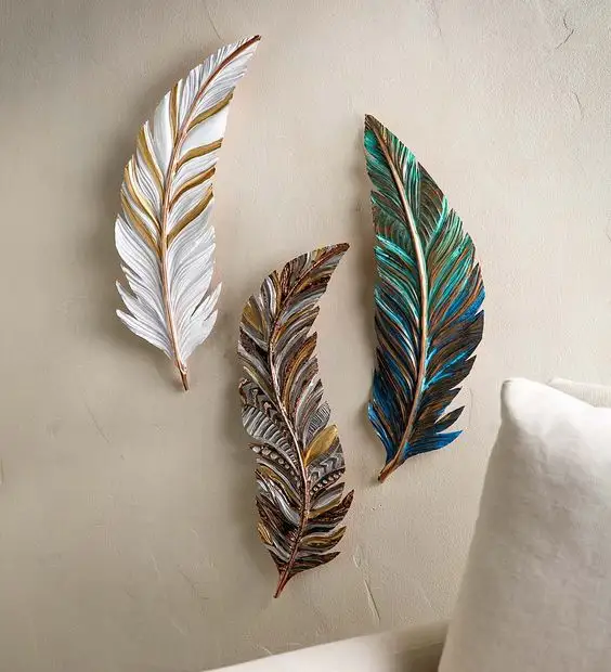 Custom Feather Decoration Wall Crafts Metal Wall Sculpture Walls Arts Amazing New Homes Decors