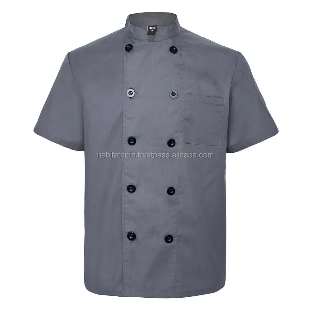Jaqueta unisex personalizada de manga curta, uniforme de restaurante, chef de verão
