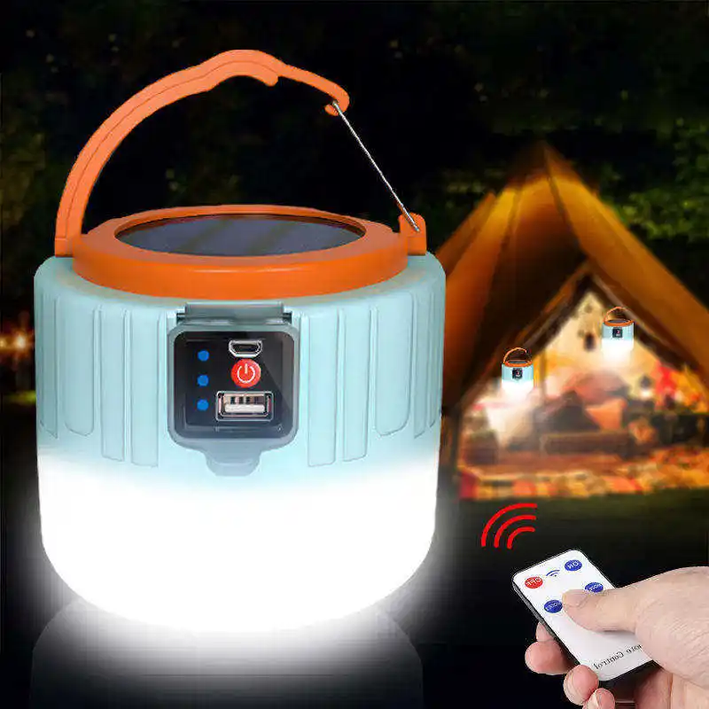 Linterna Led portátil para acampar al aire libre Lampe Solaire multifunción colgante de emergencia LED lámpara Solar para acampar luz recargable