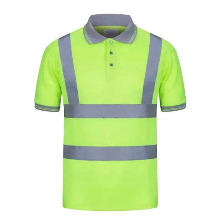 Camiseta de segurança refletiva masculina, camiseta polo de secagem rápida, malha amarela, laranja, logotipo de pvc