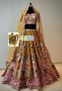 ファッショナブルな大人のソフトバタフライネットワークLehenga <span class=keywords><strong>Choli</strong></span> with Cancan Canvas Patta Sequins Embroidered Indian Pakistani Clothing