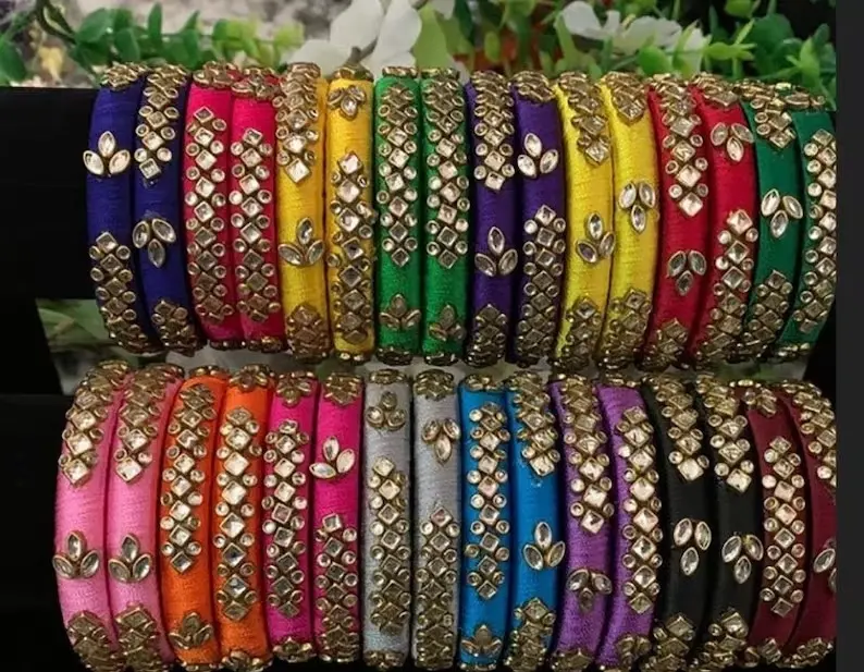 Pulseiras De Pedra Artesanal Para As Mulheres Pulseiras Artificiais Fantasia Conjunto De Jóias De Casamento Tradicional Tecido De Linha De Seda Pulseiras